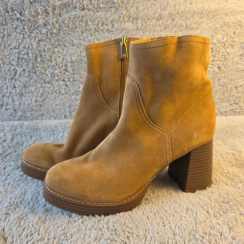 Naturalizer Orlean Suede Leather Ankle Boots Booties Caramel Brown Women 8.5 NEW